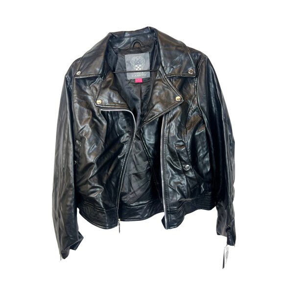 Vince Camuto Women’s Faux Leather Moto Jacket, Black, Size L - Picture 2 of 4